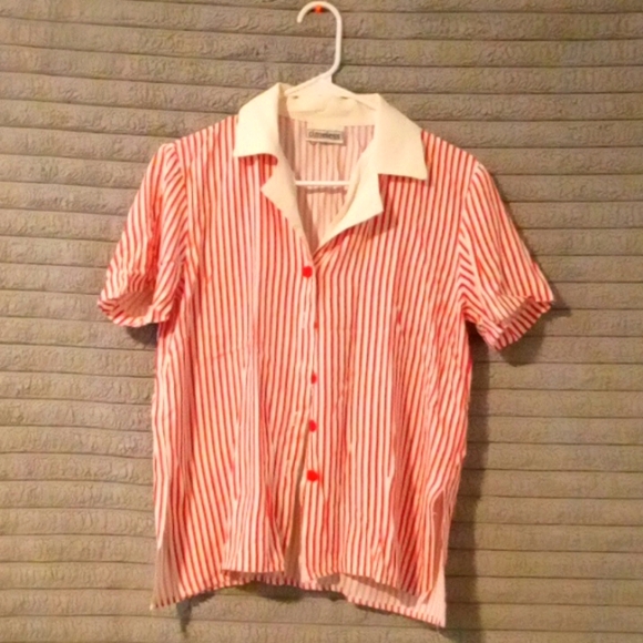 Vintage pin stripe red and white blouse - Picture 1 of 3